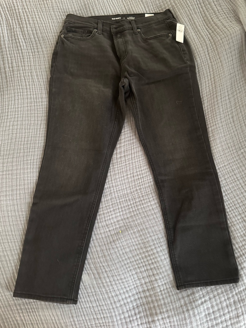 NWT Old Navy Mid-Rise Boyfriend Built-In Warm Jeans Size 4 Light Black